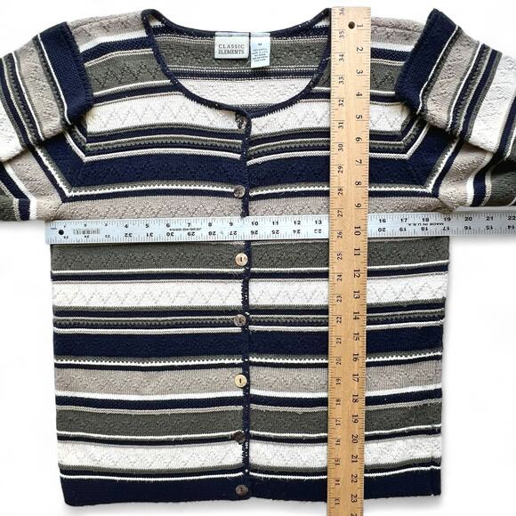 Vintage USA Made Textured Cardigan Sweater Classic Elements Granny Teacher Knit - Picture 10 of 10